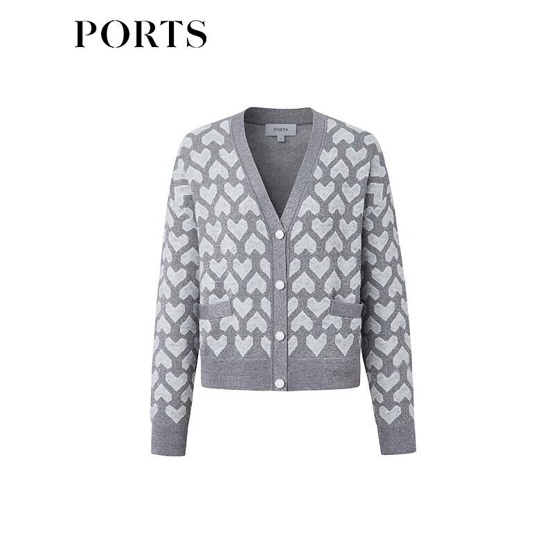 Ports Women's 3D Heart Jacquard Short Cardigan