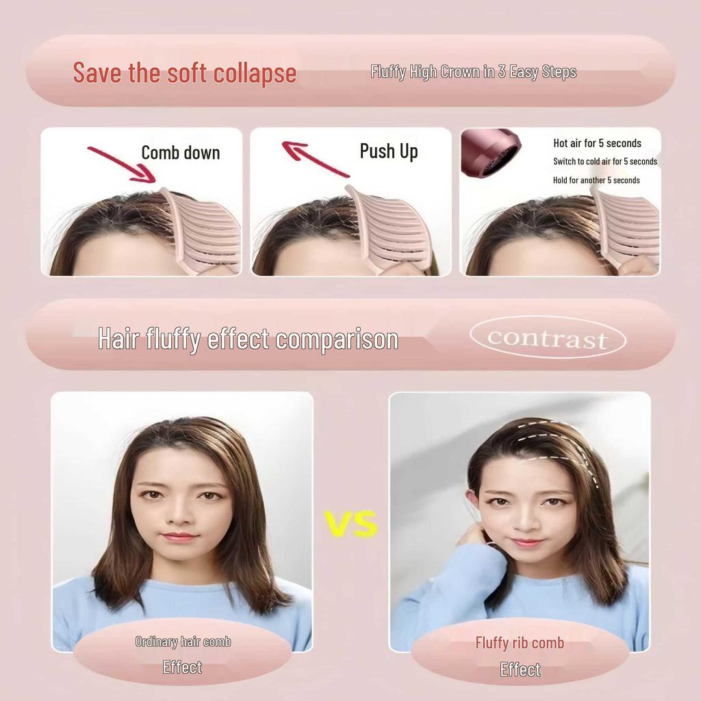 Large Curved Fluffy Hair Comb - High-Value Skull Top Curling Cushion Comb