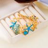 Vintage Ocean Inspired OT Clasp Bracelet for Women Exaggerated Metal Enamel Starfish Shell Coral Style Bracelet Boho Jewelry
