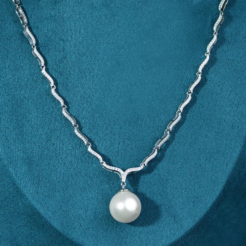 Gica Gema Pearl Necklaces With High Carbon Diamond 925 Sterling Silver 16mm Pendant Unique Design Romantic Fine Jewelry Wedding Party Gifts New Trend