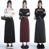 Ankela Women's Red Wool High-Waist Pencil Skirt with Back Slit - Autumn/Winter 2026 Collection