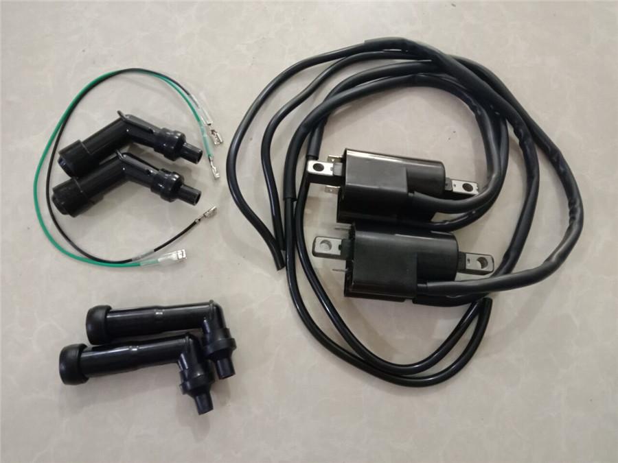 2Set For Honda Motorcycle CB350F CB400F CB550F CB500 CB550K Ignition Coil W/ Cap