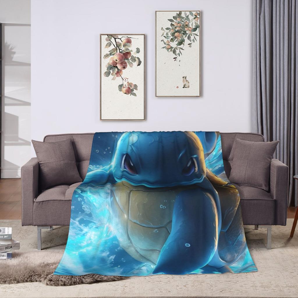 Squirtle Charizard Anime Warm Blanket Travel Plush Throw Blanket Graphic Couch Bed Flannel Bedspread Sofa Bed Cover