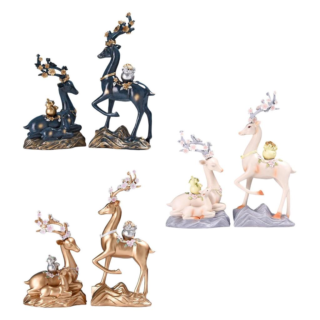 2 Stück Elch Statuen Figuren Familie Hochzeit Valentinstag Heimdeko Ornament Festival Geschenk Schlafzimmer Bücherregal Fengshui Ornament