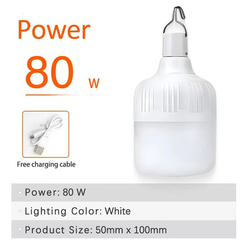 Outdoor USB Rechargeable LED Lamp Bulbs Emergency Light Hook Up Camping Tent Fishing BBQ Portable Lighting Lantern Night Lights