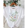 European Size Women'S Floral Print T-shirt | Short Sleeve Crew Neck Casual Top for Spring/Summer, Medium Stretch Fabric