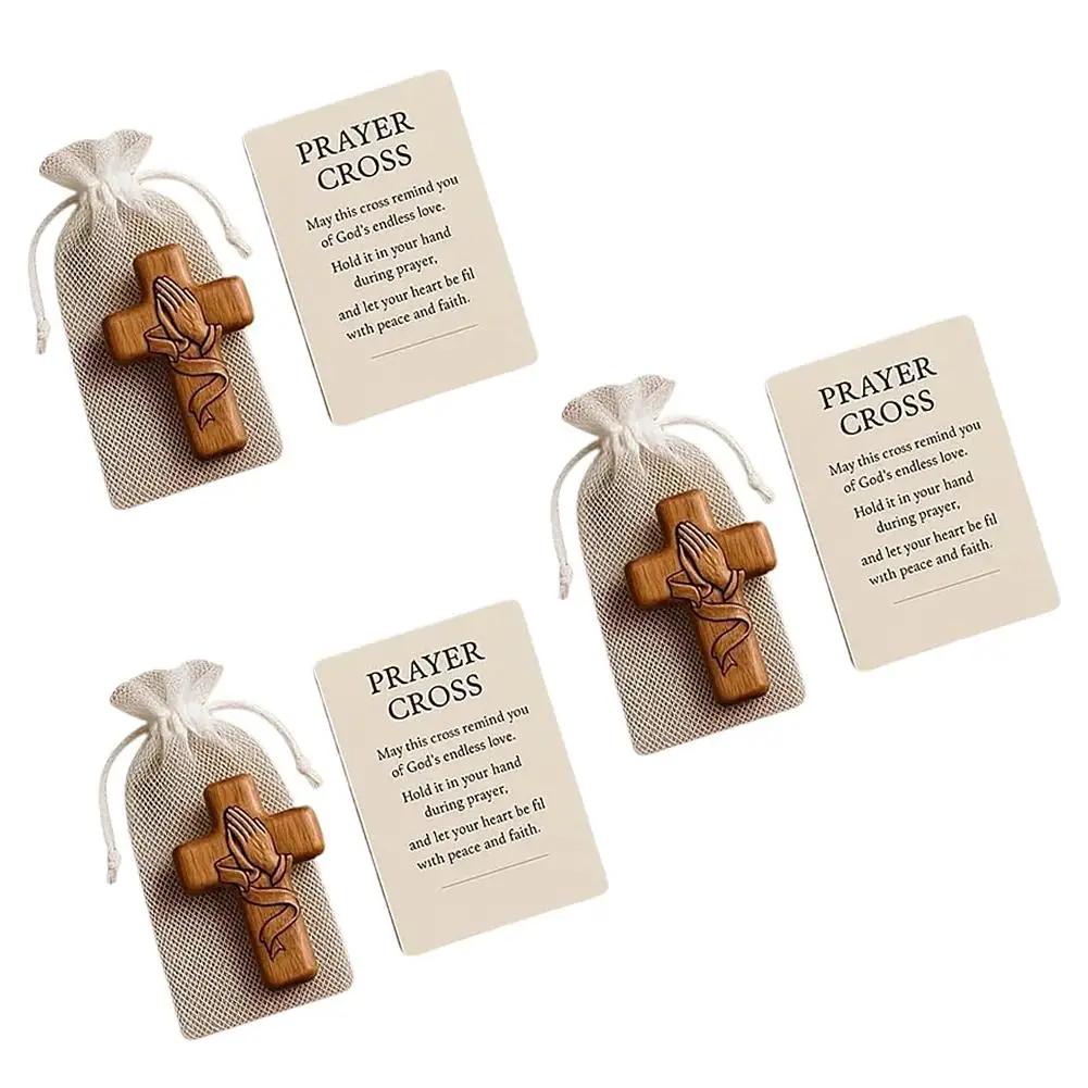 1/2/3Pcs Prayer Hands Cross: A Pocket-Sized Sanctuary Handheld Heart Carry In To Pocket Supp Natural With Emotional Resin C X9G7