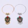 Geometric Style Ethnic Necklace Alloy Metal Heart Glass Pendant For Gift Travel