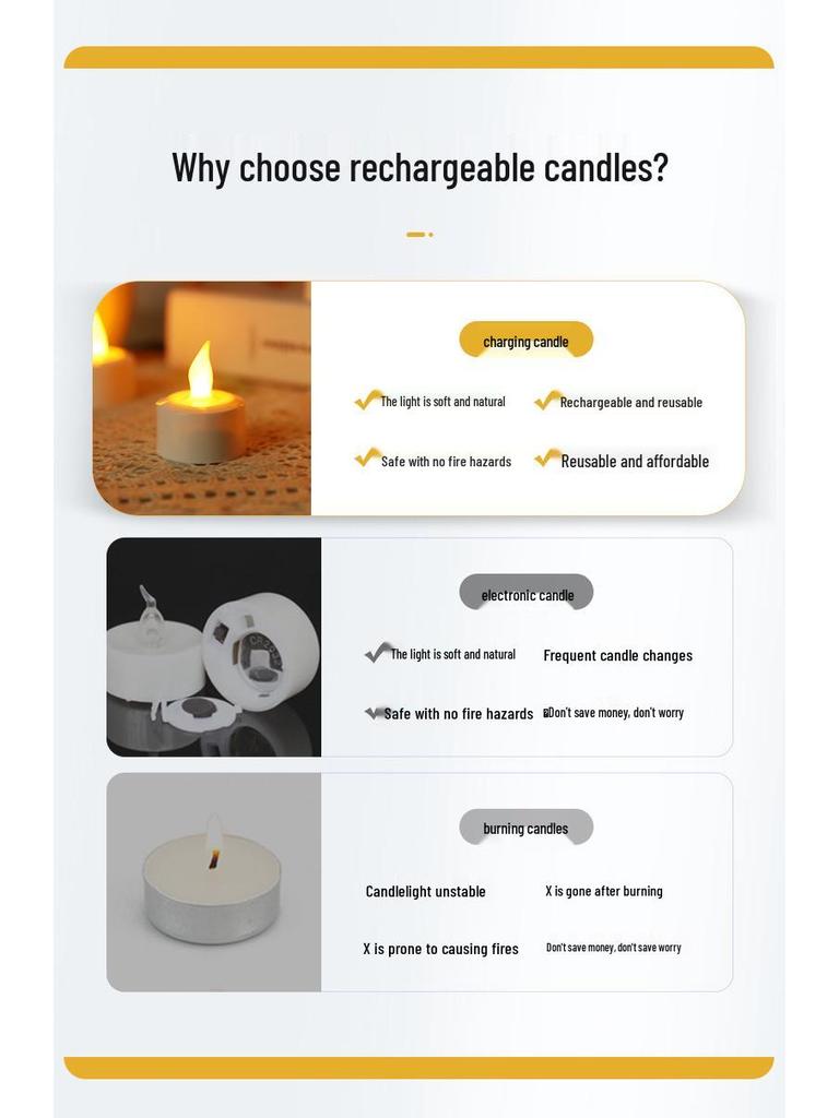 LED Rechargeable Candle Lights: Flame Simulation Christmas Tea Light Decorations