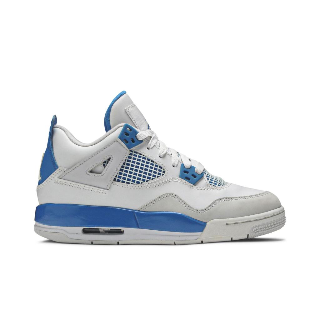 Air Jordan 4 Retro Grade School 'Military Blue' 2012 (Unisex) White / Military Blue / Neutral Grey Kids' Basketball Shoes 408452 105
