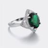 925 Sterling Silver Rings For Women Vintage Russian Created Nano Emerald Romantic Oval Ring Luxury Party Gift Fine Jewelry