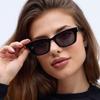 2pcs Fashion Small Frame Cat Eye Sunglasses Women Multi Color Rectangle Sun Glasses Vintage Casual Style UV400 Outdoor Oculos