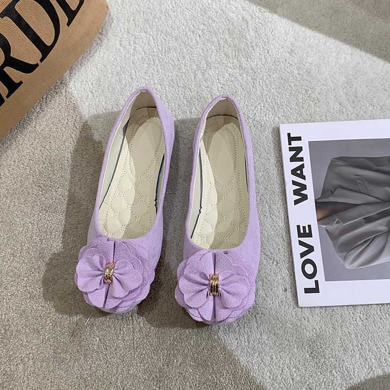 Women Girls Solid Big Size Slip On Flat Shallow Comfort Casual Single Shoes