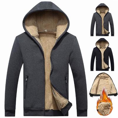 Men's Winter Thickened Sports Hoodie Long Sleeve Zipper Hoodie Loose Large Size Hoodie Lined Fleece Warm Cardigan