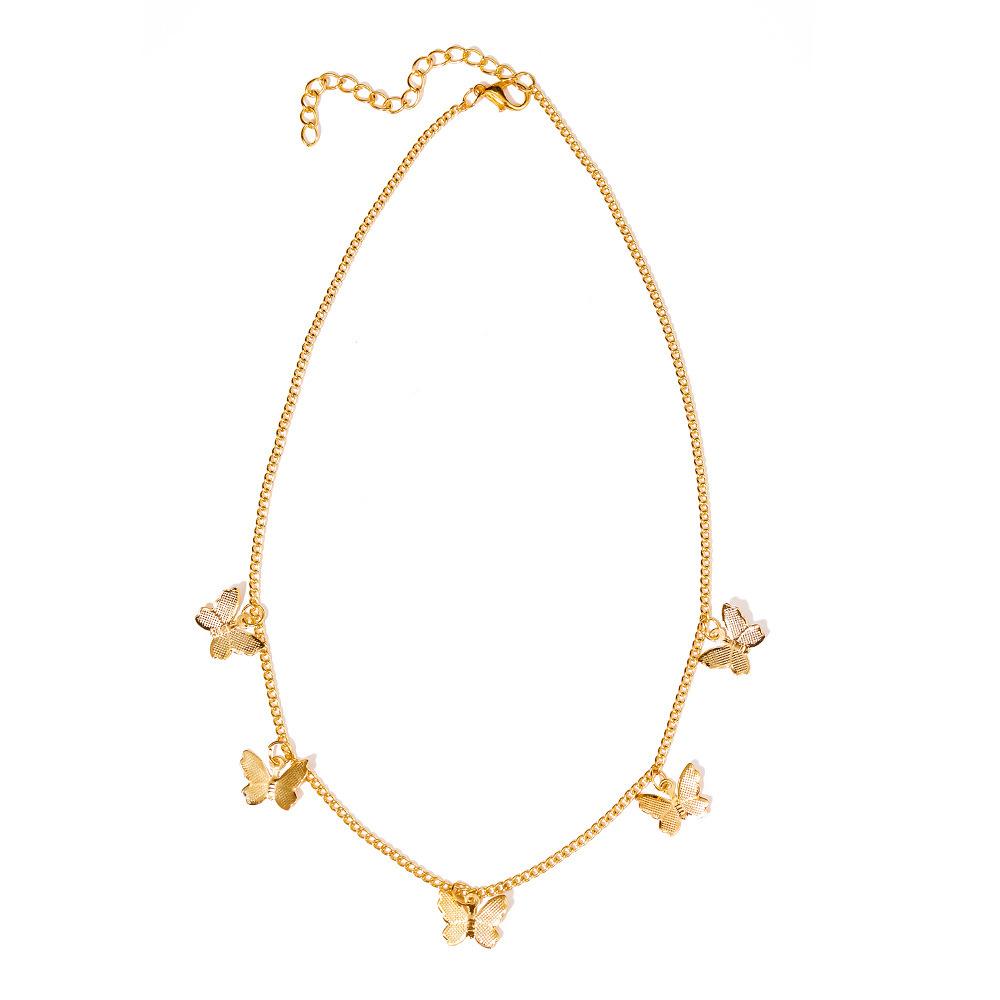 C046 Trendy Versatile Personality Tassel Geometric Collarbone Chain Butterfly Simple Elegant Single Layer Necklace