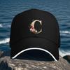 Floral Letter C Baseball Cap Polyester Adjustable Casual Sun Hat Unisex For Outdoor Summer Wear