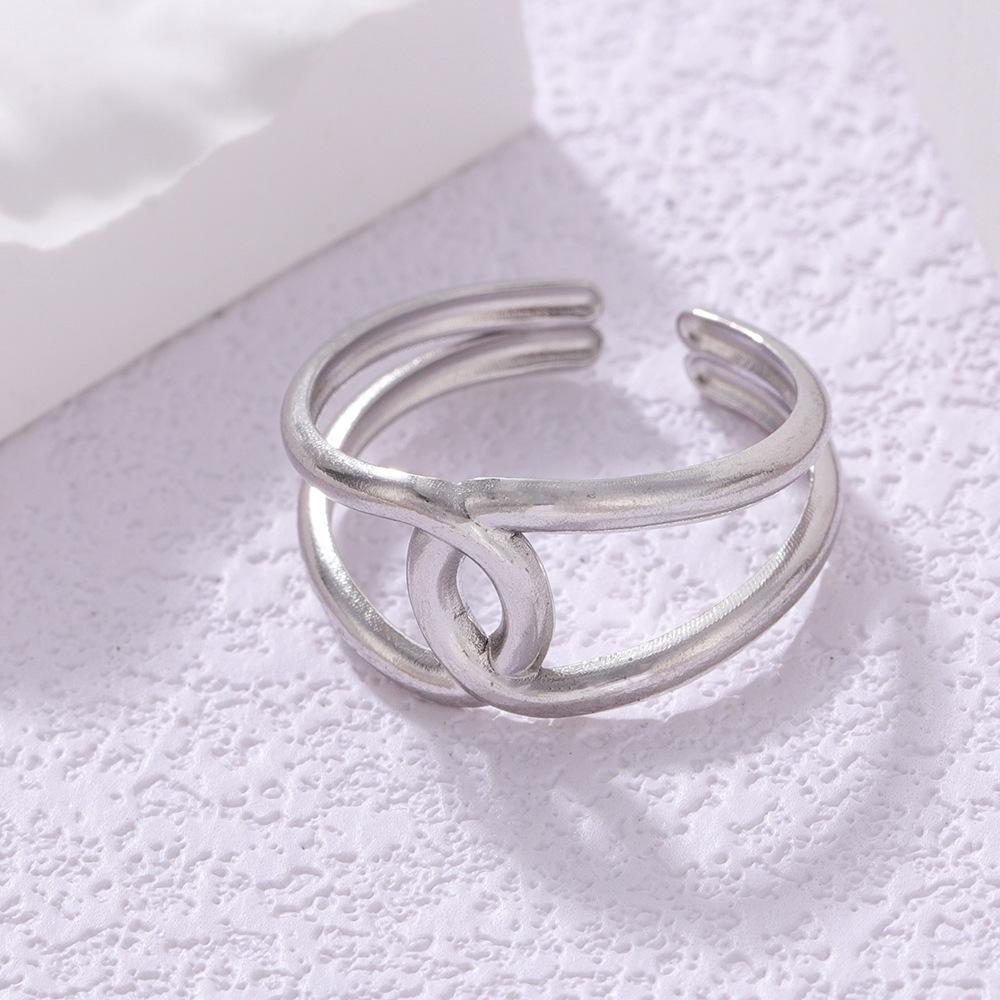 Adjustable Open Titanium Steel Ring - Ladies' Simple No-Fade High-Grade Stainless Steel Design