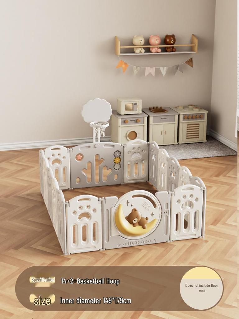 Little Bear Indoor Baby Playpen and Crawling Mat for Small Spaces