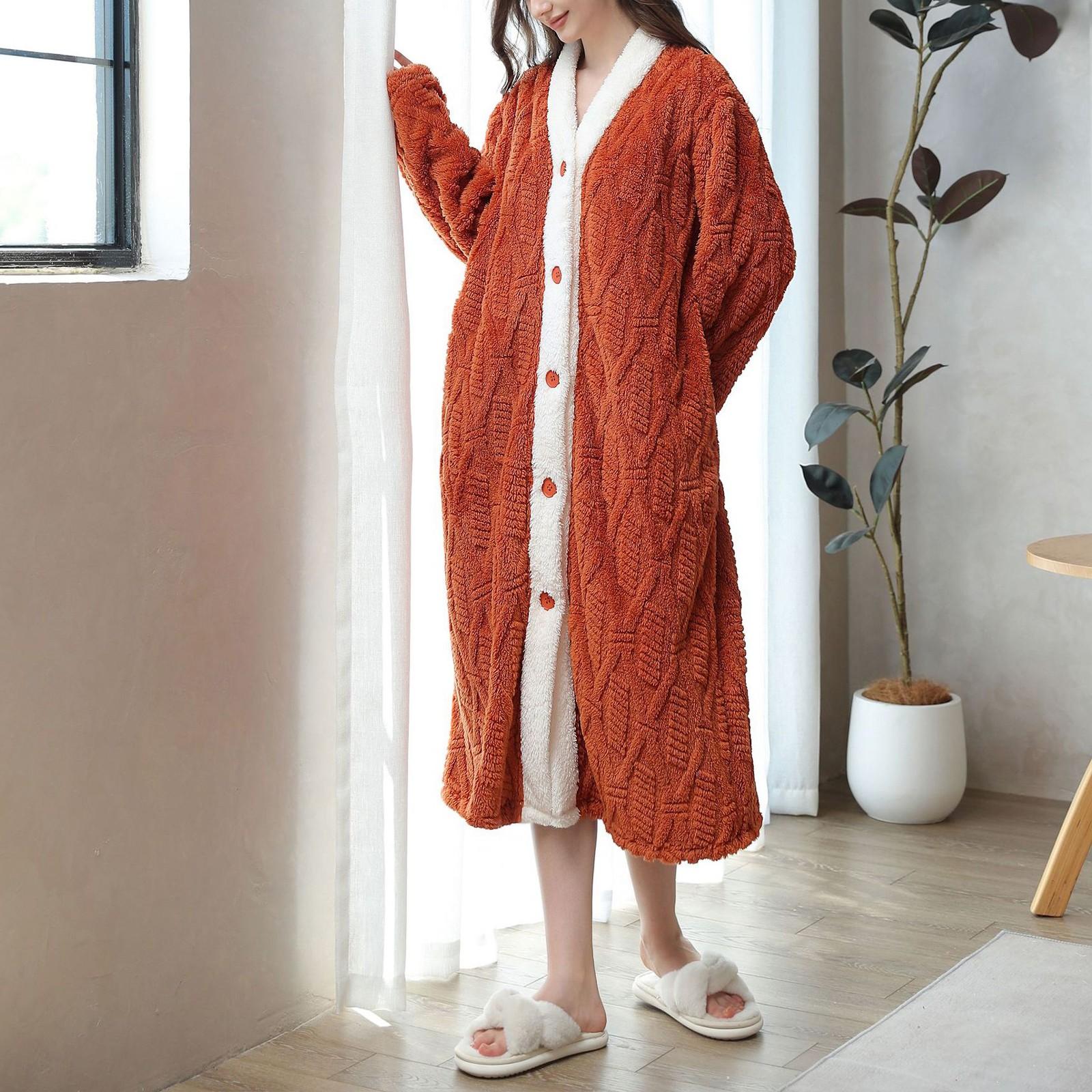 

Женская осенне-зимняя удобная ночная рубашка из хлопкового бархата с длинным рукавом, теплая и удобная домашняя одежда, которую можно носить как ночную рубашку XL красный