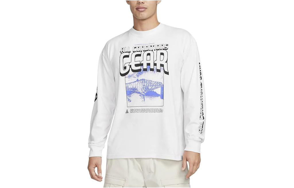 Nike ACG T Shirts Men's White Crew Neck Moderate Straight Fit FQ3730-121