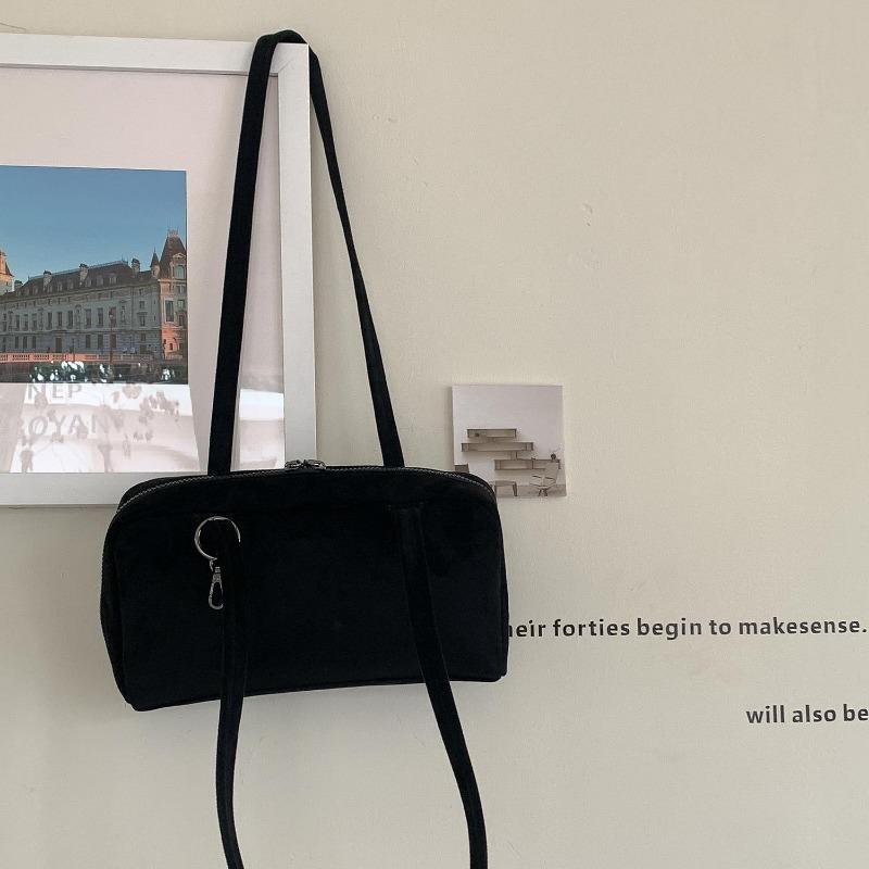 

Suede bag retro fashion autumn and winter new armpit leopard print bag plaid portable shoulder bag чёрный