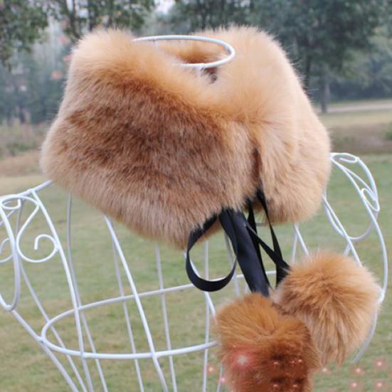 Women Scarf Thicken Super Soft Fluffy Windproof Solid Color Keep Warm with Hairball Winter Imitation Rabbit Fur False Collar Shawl for Outdoor