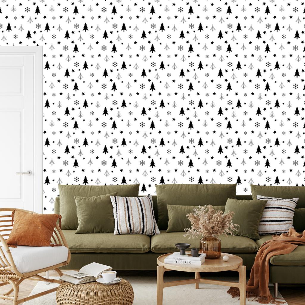 Christmas Wallpaper White and Light Gray for Living Room and Bedroom 50x1000