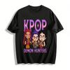 KPOP Demon Hunters Cartoon Girl Group Noodle Print Tshirt Trendy Anime Loose Casual Top Pure Cotton T-shirt