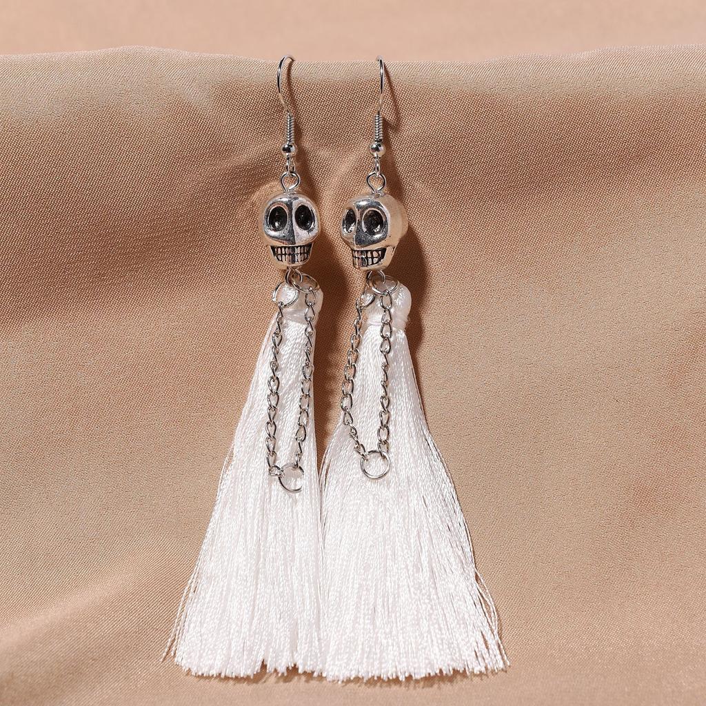 Gothic Punk Halloween Skeleton Dangle Earrings For Women Creative Ethnic Long Tassel Bohemian Fringe Earring Girls Party Jewelry