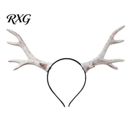 Fascia Retro Ruggine con Corna di Cervo per Capelli, Fascia Halloween con Corna di Cervo, Costume Cosplay Realistico da Foresta, Fascia Gotica da Fata Elastica per Donne