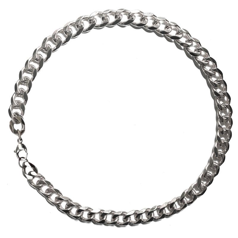 Trendy Six-Faceted Unisex Cuban Chain Necklace - Hip Hop Titanium Steel, Non-Fading, Chunky Style