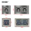 EIOMR France Standard Electrical Socket Grey Aluminum Alloy Panel Light Switch Rj45 Tv 220V 16A Wall Outlets for Home Appliance