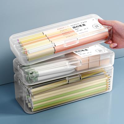 Astuccio trasparente salvaspazio con grande capacità di stoccaggio in plastica, forniture per ufficio, scuola domestica