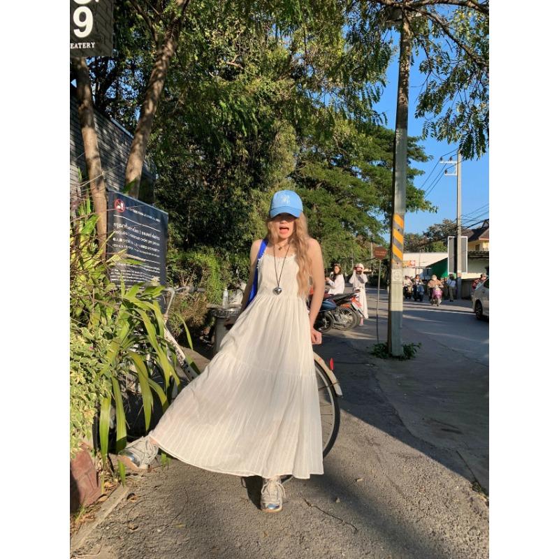 

Женское летнее платье-халтер, утягивающее талию, милое длинное платье-халтер для леди M белый