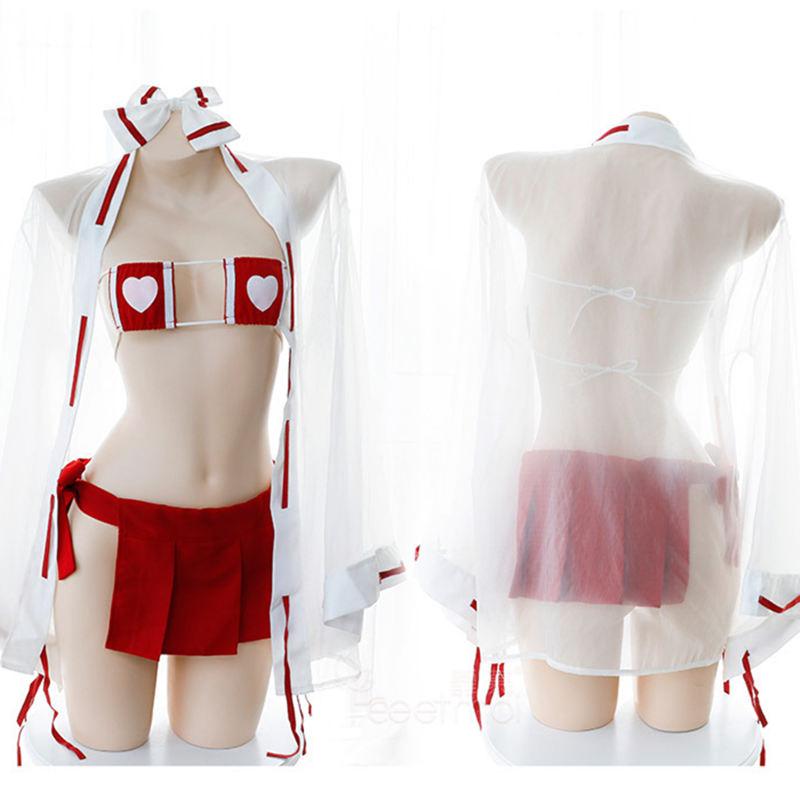HOT New Sexy lingerie, love bra, bundled pleated skirt, shrine witch kimono uniform, temptation girl