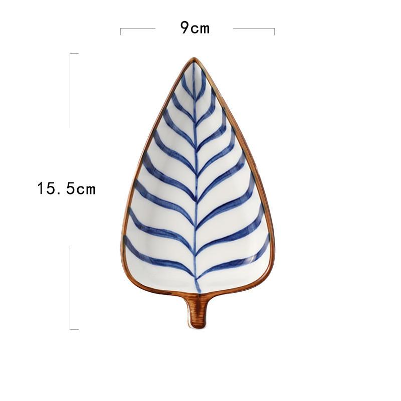 Creative Japanese Leaf Shape Ceramic Multi-grid Dried Fruit Dish Sushi Snack Plate Sauce Dish Set Home Deco