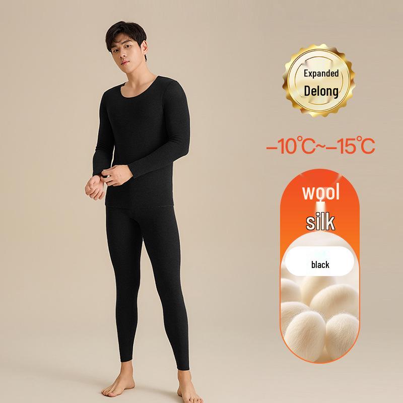 Aoweizide Velvet Silk Seamless Thermal Underwear Set for Couples - Women's Thick Warm Suit for Autumn/Winter