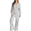 2025 Women's V-Neck Solid Color Casual Suit Set: Sweatshirt & Long Pants - European & American Autumn/Winter Fashion