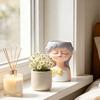Cute Girl Face Planter, Resin Girl Head Planter, Decorative Small Plant Pot for Succulents Cactus Desk Balcony Decor