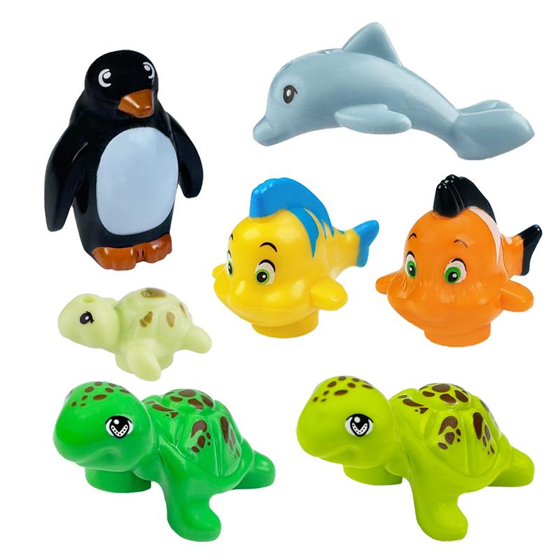 Bouwstenen zeeleven rog dolfijn delphis anemoonvis zeeschildpad schildpad pinguïn haai octopus assemblage speelgoed