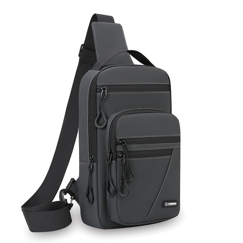 

Чоловіча багатошарова нагрудна сумка - Високоякісний нейлоновий слінг кросбоді для щоденних поїздок на роботу та активного відпочинку сірий