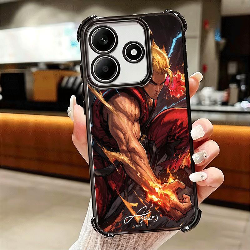S-Street F-Fighters Soft Phone Case For Xiaomi Redmi Note 14 15 Pro Plus 13 12 11S 11T 5G 10 9S 9 Plating Anti-Fall Fundas
