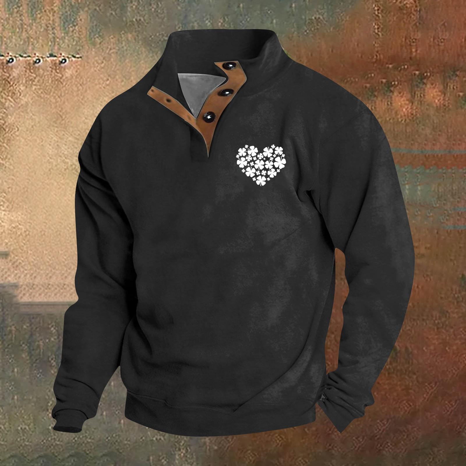 

Мужской круглый вырез с длинным рукавом, пуловер с принтом ко Дню святого Валентина, парная толстовка L чёрный