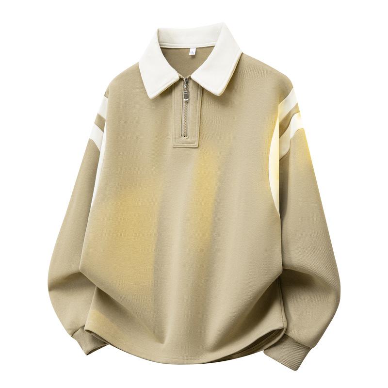 Men's New Style Lapel Cotton Hoodie Casual Jacket - Japanese Color Block Polo Shirt Style