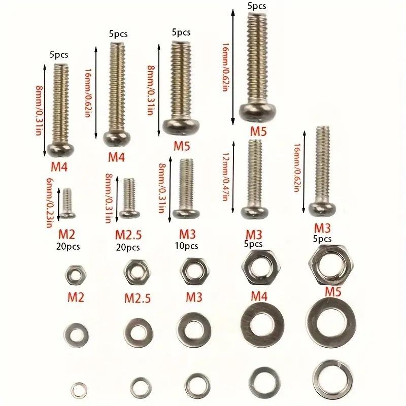 320pcs Premium Stainless Steel Screw and Nut Assortment Kit - Corrosion-Resistant, Snap-in Nuts, M2 To M5 Sizes - Ideal for DIY,