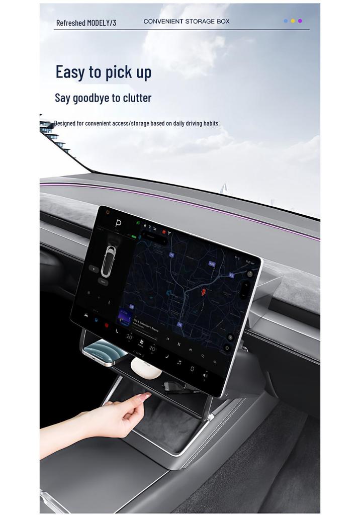 Tesla Model Y/3 Bildschirm-Aufbewahrungsbox & Taschentuch-Organizer
