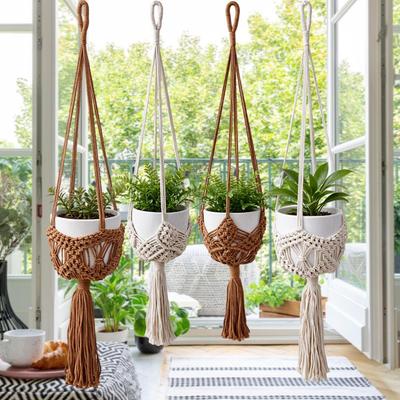 Bohemian Style Hanging Flower Pot Net Bag - Indoor Decorative Plant Basket