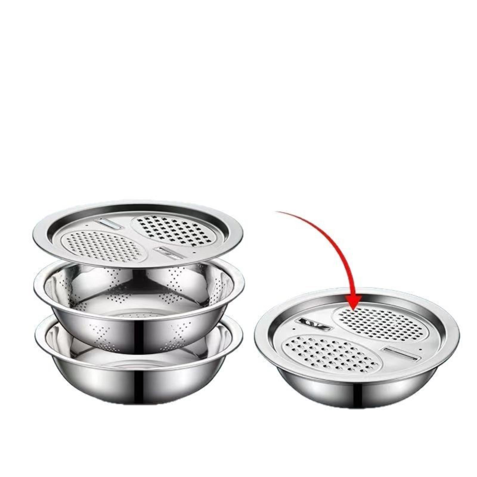 Multifunctional Stainless, Multifunctional Stainless Strainer Set, Stainless Shredding & Drainage Chopping With One Size