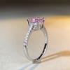 S925 Sterling Silver Pink Radiant Cut Flower Ring for Women - Cute, Sweet, INS Style.