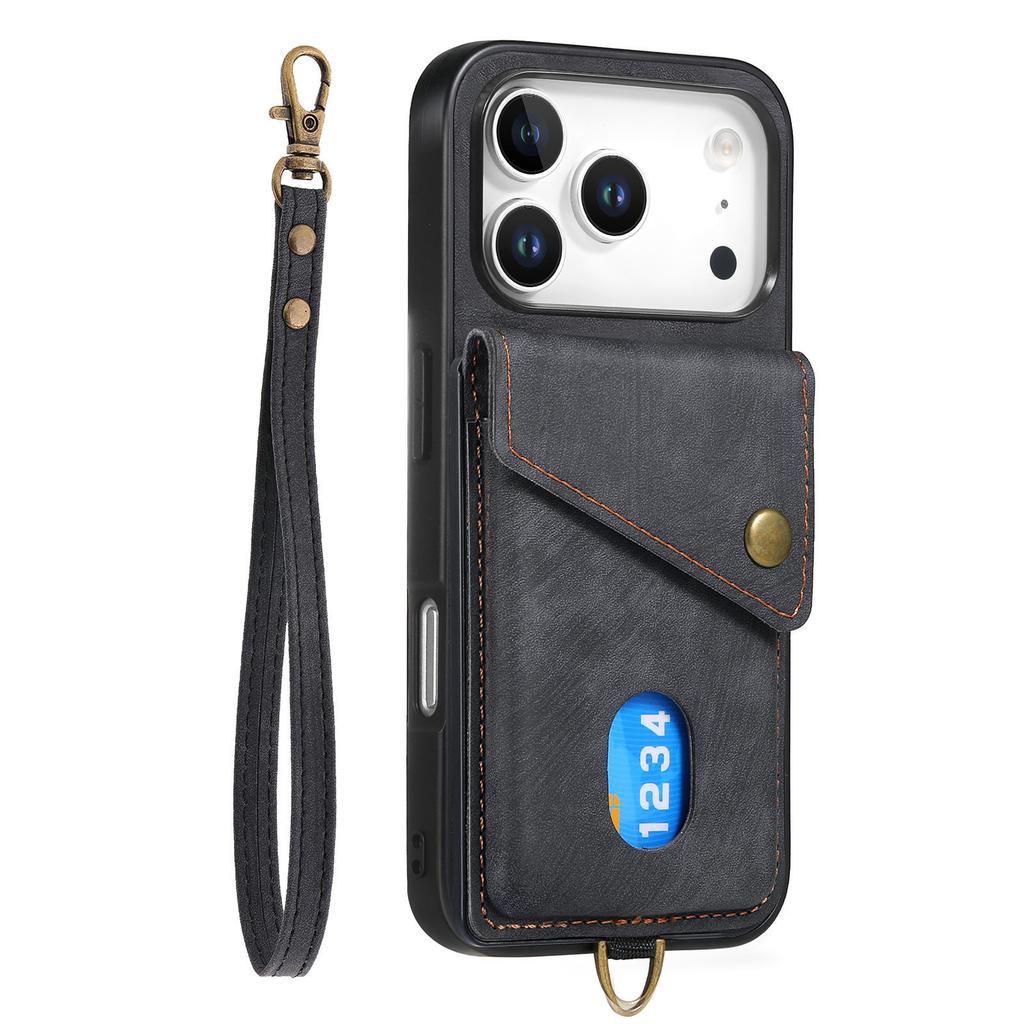 Retro Multi Functional Vertical Card Solt Wallet Leather Case For iPhone 17 Pro Max 16 Plus 15 14 13 12 11 17air Strap Bag Cover